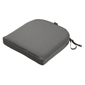 classic accessories montlake water-resistant 18 x 18 x 2 inch contoured patio dining seat cushion, light charcoal grey