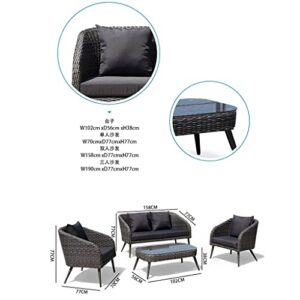 QUUL Outdoor Sofa Rattan Sofa Sunroom PE Combination Leisure Patio Garden Outdoor Sofa Class