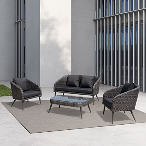 QUUL Outdoor Sofa Rattan Sofa Sunroom PE Combination Leisure Patio Garden Outdoor Sofa Class