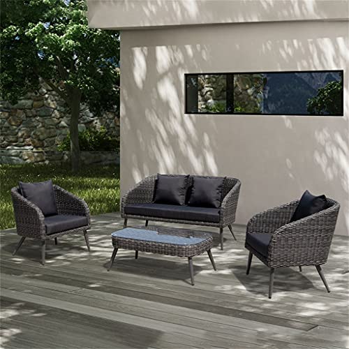 QUUL Outdoor Sofa Rattan Sofa Sunroom PE Combination Leisure Patio Garden Outdoor Sofa Class