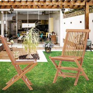 teak wood california folding outdoor patio dining side chair (set of 2), made from solid a-grade teak wood
