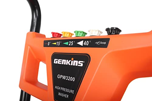 Genkins GPW3200 Gas Powered Foldable Pressure Washer 3200 PSI and 2.5 GPM, Soap Tank and Five Nozzle Set | Compact & Foldable