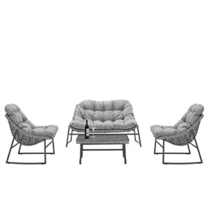 quul rattan sofa set outdoor indoor garden patio furniture 4 pieces set 1 double sofa + 2 single sofas + 1 table
