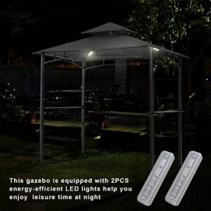 OUTDOOR WIND Grill Gazebo 8x5 BBQ Gazebo Canopy with LED Light,Grey