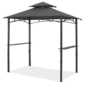 OUTDOOR WIND Grill Gazebo 8x5 BBQ Gazebo Canopy with LED Light,Grey