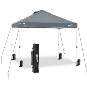 ezyfast patented umbrella structure instant beach canopy shelter, portable straight leg pop up shade tent with wheeled carry bag (10’x10′, space gray)