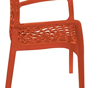 Green Boheme Gruvyer Indoor Outdoor Armchairs 4 Chairs, Orange, Patio, Dining, Pool, Garden, Stacking, Never Rusts, Italian