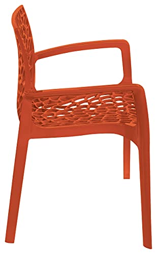 Green Boheme Gruvyer Indoor Outdoor Armchairs 4 Chairs, Orange, Patio, Dining, Pool, Garden, Stacking, Never Rusts, Italian