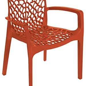 Green Boheme Gruvyer Indoor Outdoor Armchairs 4 Chairs, Orange, Patio, Dining, Pool, Garden, Stacking, Never Rusts, Italian