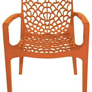 Green Boheme Gruvyer Indoor Outdoor Armchairs 4 Chairs, Orange, Patio, Dining, Pool, Garden, Stacking, Never Rusts, Italian