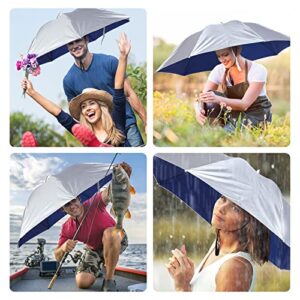 Sanwuta 5 Pcs Fishing Umbrella Hat 37 Inches Large Head Umbrella Folding Hands Free Umbrella Adjustable Elastic Wearable Umbrella for Fishing Camping Gardening Outdoor Golf