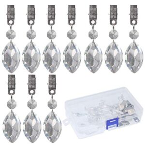 swpeet 10pcs lute tablecloth weights with 10pcs metal clip kit, crystal glass teardrop prisms pendant tablecloth weights for picnic tables tablecloth weights heavy outdoor