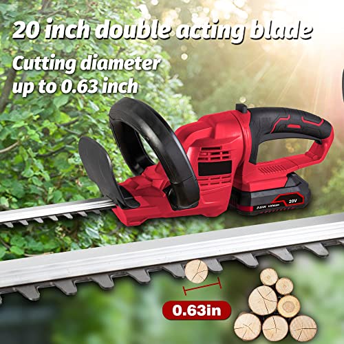 Cordless Hedge Trimmer, 20V Bush Trimmer 20-Inch Dual-Action Blades 5.5-lb Lightweight & Powerful Battery and Fast Charger