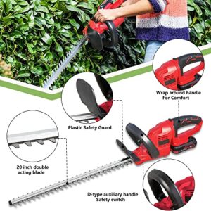 Cordless Hedge Trimmer, 20V Bush Trimmer 20-Inch Dual-Action Blades 5.5-lb Lightweight & Powerful Battery and Fast Charger