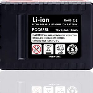 2Pack PCC685L 6.0Ah 20V Battery Replacement for Porter Cable 20V MAX Lithium-Ion Battery PCC682L PCC685LP PCC680L PCC681L Cordless Tools Battery