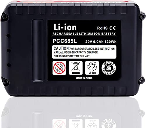 2Pack PCC685L 6.0Ah 20V Battery Replacement for Porter Cable 20V MAX Lithium-Ion Battery PCC682L PCC685LP PCC680L PCC681L Cordless Tools Battery