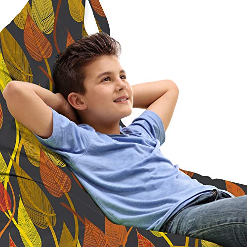Lunarable Autumn Fall Lounger Chair Bag, Nostalgic Leaves Romantic September Theme Vintage Foliage Beauty in Nature, High Capacity Storage with Handle Container, Lounger Size, Multicolor