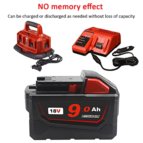 waitley 18V 9.0Ah Replacement Battery Compatible with Milwaukee M18 18v 9000mAh M18B 48-11-1820 48-11-1850 48-11-1828 48-11-10 Lithium-Ion Battery Cordless Power Tools