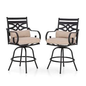 sophia & william patio bar stools set of 2, swivel bar chairs, high dining chairs with seat cushion