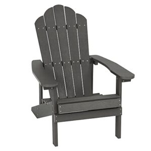 missbrella plastic adirondack chairs hips material looks like real wood weather resistant for patio garden, backyard, patio and indoors (charcoal)
