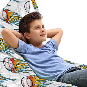 lunarable baseball lounger chair bag, continuous flying balls with classic design sports fans themed pattern, high capacity storage with handle container, lounger size, multicolor