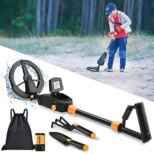 Metal Detector for Kids - 7.4 Inch Waterproof Kid Metal Detectors Gold Detector Lightweight Search Coil (24"-35") Adjustable Metal Detector for Junior & Youth with High Accuracy