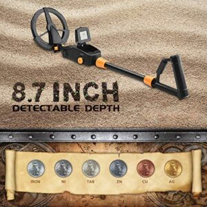 Metal Detector for Kids - 7.4 Inch Waterproof Kid Metal Detectors Gold Detector Lightweight Search Coil (24"-35") Adjustable Metal Detector for Junior & Youth with High Accuracy