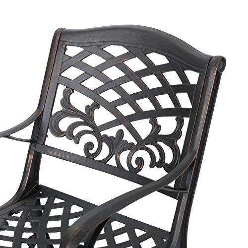 Christopher Knight Home Myrtle Beach Outdoor Aluminum Dining Chairs, 2-Pcs Set, Shiny Copper