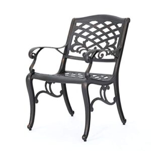 Christopher Knight Home Myrtle Beach Outdoor Aluminum Dining Chairs, 2-Pcs Set, Shiny Copper