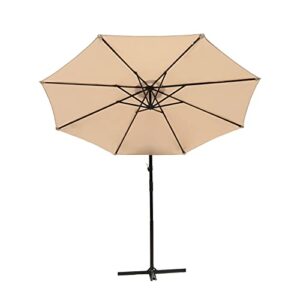 FLAME&SHADE 10 ft Cantilever Hanging Offset Outdoor Patio Umbrella with Base Stand - Beige