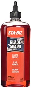 sta-bil blade guard – premium blade lubricant, helps maintain blade edge, will not harm plants, protects against rust and corrosion, safe for use on gas and electric equipment, 12oz (22503), orange