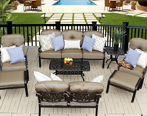 Theworldofpatio Elizabeth Cast Aluminum Powder Coated 8pc Deep Seating Set with Adjustable Club Chairs - Antique Bronze