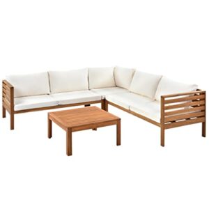 quul wooden outdoor sofa combination, double sofa with gray cushion and waterproof texture (color : e, size : as shown)