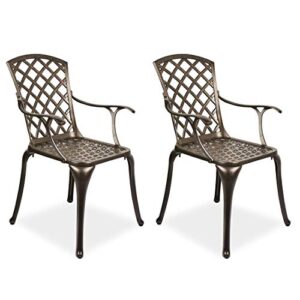titimo outdoor bistro dining chair set cast aluminum dining chairs for patio furniture garden deck with lattice-weave design, set of 2,home living room (lattice design-high back)