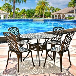 TITIMO Outdoor Bistro Dining Chair Set Cast Aluminum Dining Chairs for Patio Furniture Garden Deck with Lattice-Weave Design, Set of 2,Home Living Room (Lattice Design-high Back)