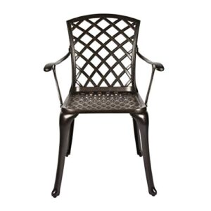 TITIMO Outdoor Bistro Dining Chair Set Cast Aluminum Dining Chairs for Patio Furniture Garden Deck with Lattice-Weave Design, Set of 2,Home Living Room (Lattice Design-high Back)