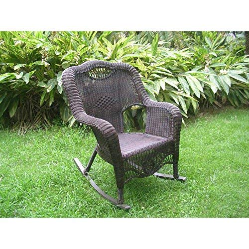 International Caravan Furniture Piece Resin Wicker Indoor/Outdoor Rocker