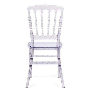 FOH 4Pcs Clear Resin Napoleon Chair, Crystal Wedding Chair, Elegance Stacking Transparent Chiavari Chair, Outdoor Hotel Restaurant Kitchen Home Dining Side Chair