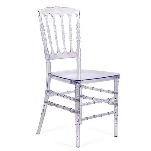 FOH 4Pcs Clear Resin Napoleon Chair, Crystal Wedding Chair, Elegance Stacking Transparent Chiavari Chair, Outdoor Hotel Restaurant Kitchen Home Dining Side Chair