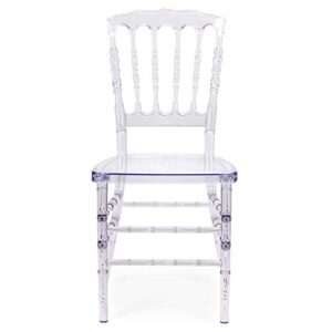 FOH 4Pcs Clear Resin Napoleon Chair, Crystal Wedding Chair, Elegance Stacking Transparent Chiavari Chair, Outdoor Hotel Restaurant Kitchen Home Dining Side Chair