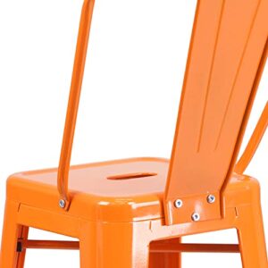 Merrick Lane Dothan Series Orange 30" High Metal Bar Height Stool with Removable Back for Indoor-Outdoor Use