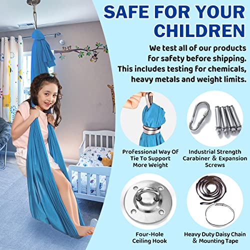 Dikuyeel Sensory Swing for Kids Indoor, Special Needs Indoor Swing for ADHD Autism, Therapy Sensory Swing with Hardware, Anxiety Relief Sensory Swing for Kids (Sky Blue)