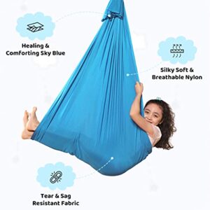 Dikuyeel Sensory Swing for Kids Indoor, Special Needs Indoor Swing for ADHD Autism, Therapy Sensory Swing with Hardware, Anxiety Relief Sensory Swing for Kids (Sky Blue)