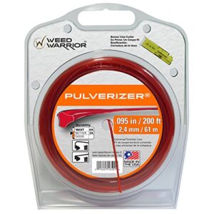 Weed Warrior Pulverizer Universal Trimmer Line with Line Cutter, 0.095" Diameter x 200', Red