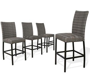 ulax furniture outdoor bar stools patio wicker padded chairs, set of 4