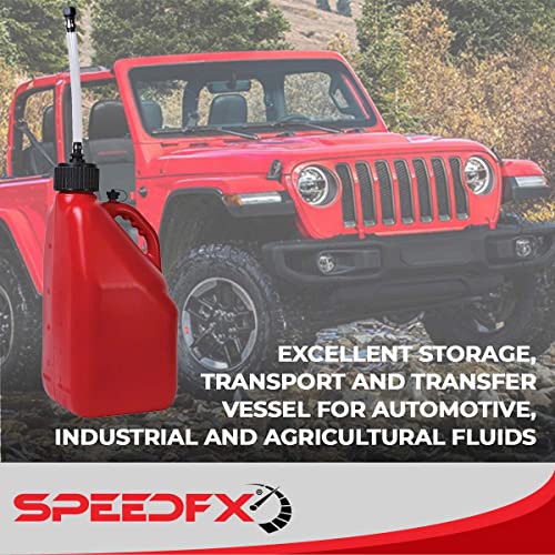 SpeedFX Liquid Storage Container 5 Gallon Capacity Red Plastic With Filler Hose and Cap