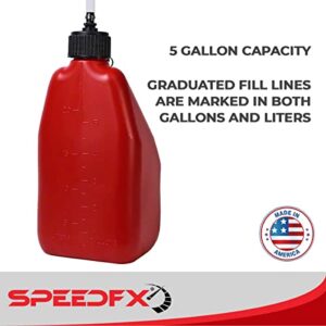 SpeedFX Liquid Storage Container 5 Gallon Capacity Red Plastic With Filler Hose and Cap