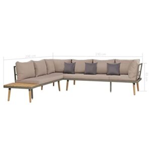 QUUL 4 Piece Solid Acacia Wood Garden Sofa Set with Cushions Outdoor Lounge Sets Patio Furniture Weather Resistant