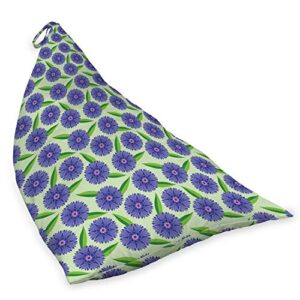 Lunarable Gardening Lounger Chair Bag, Vibrant Color Cornflowers and Nature Green Pointy Leaves, High Capacity Storage with Handle Container, Lounger Size, Pale Green Violet Blue