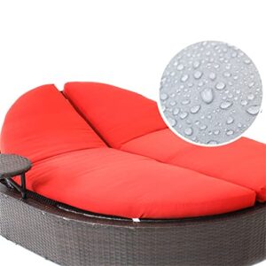 QUUL Outdoor Furniture Sofa PE Rattan Aluminum Frame Double Bed Oval Sofa Bed Lying Camping Chair